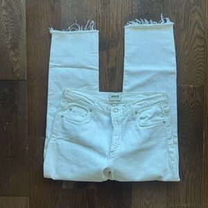 Agolde Cropped Raw Hem Jeans in White Size 28